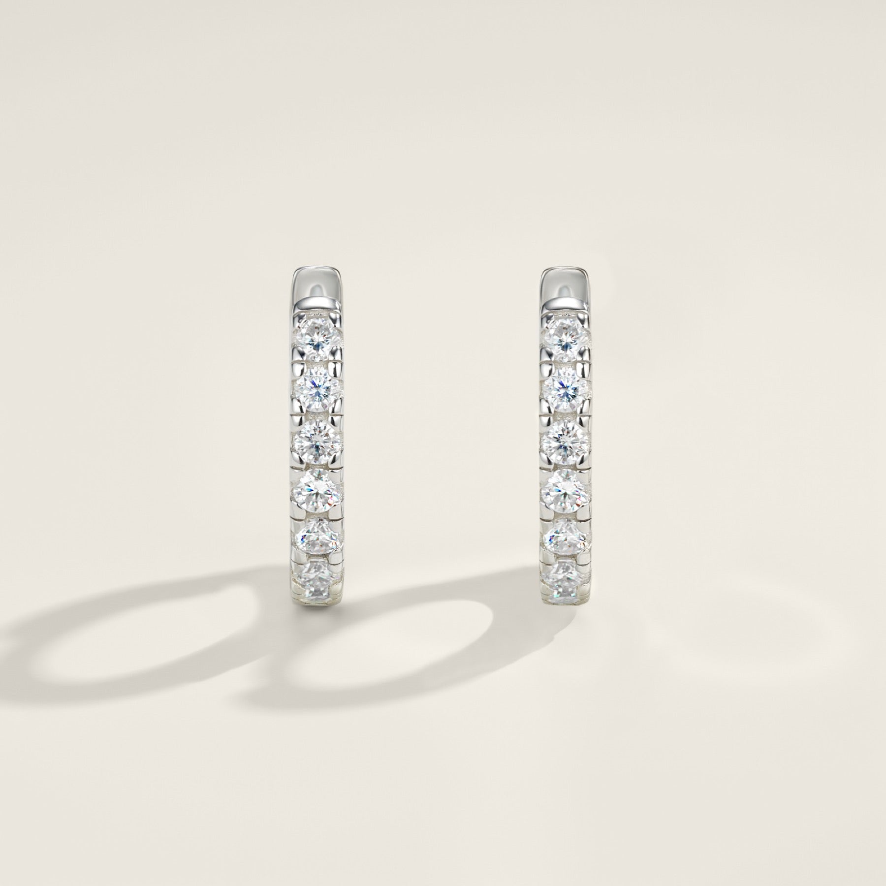 Puntina Moissanite Huggie Hoop Earrings in Sterling Silver