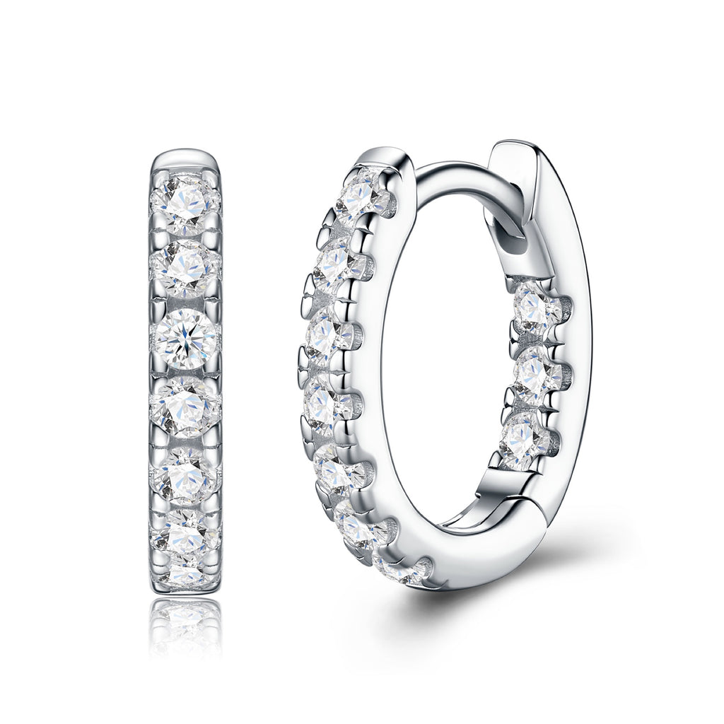 Ritmo Moissanite Huggie Hoop Earrings in Sterling Silver