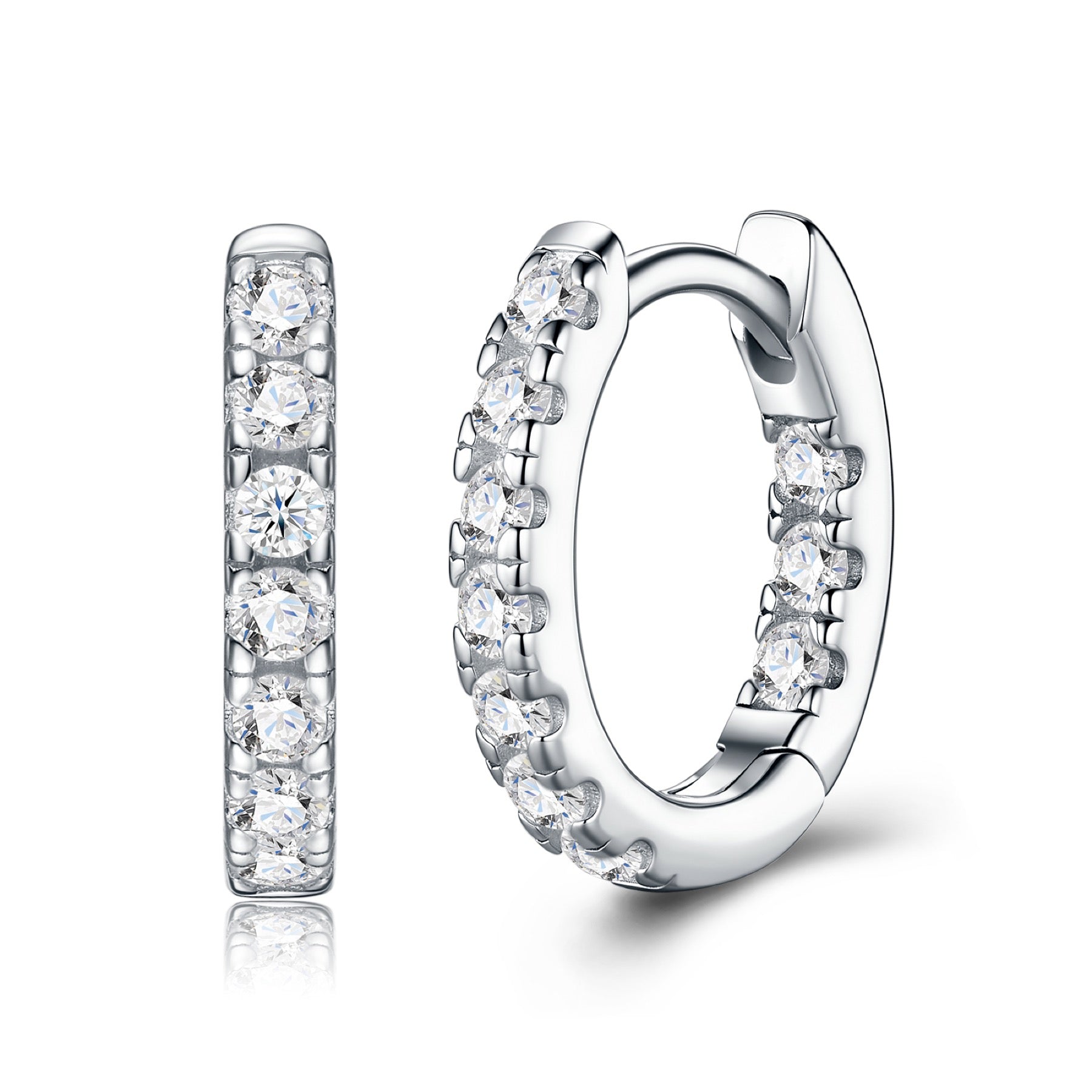 Ritmo Moissanite Huggie Hoop Earrings in Sterling Silver
