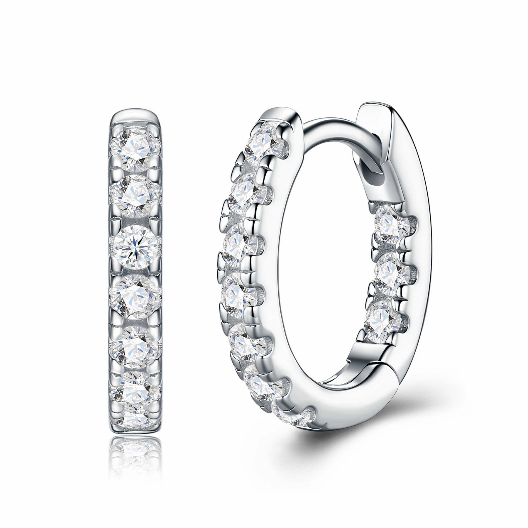 Ritmo Moissanite Huggie Hoop Earrings in Sterling Silver