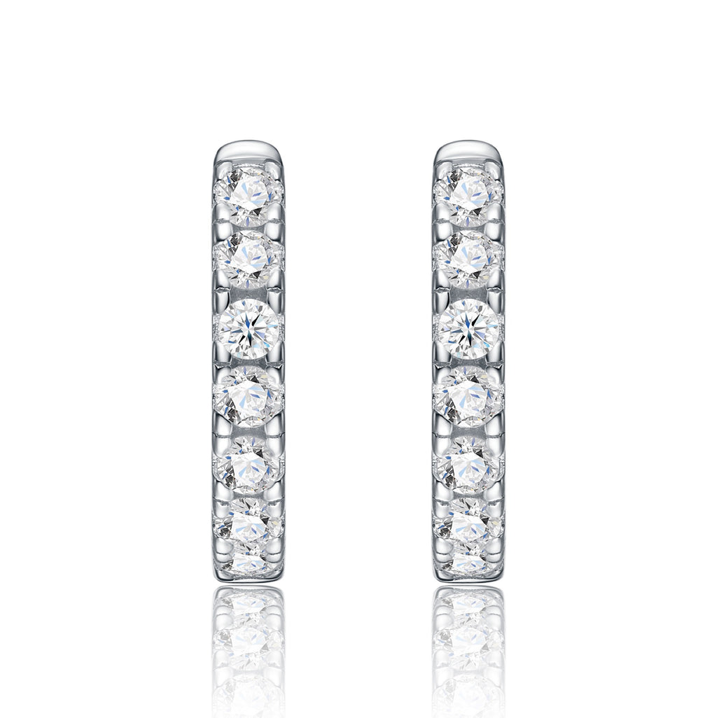 Ritmo Moissanite Huggie Hoop Earrings in Sterling Silver