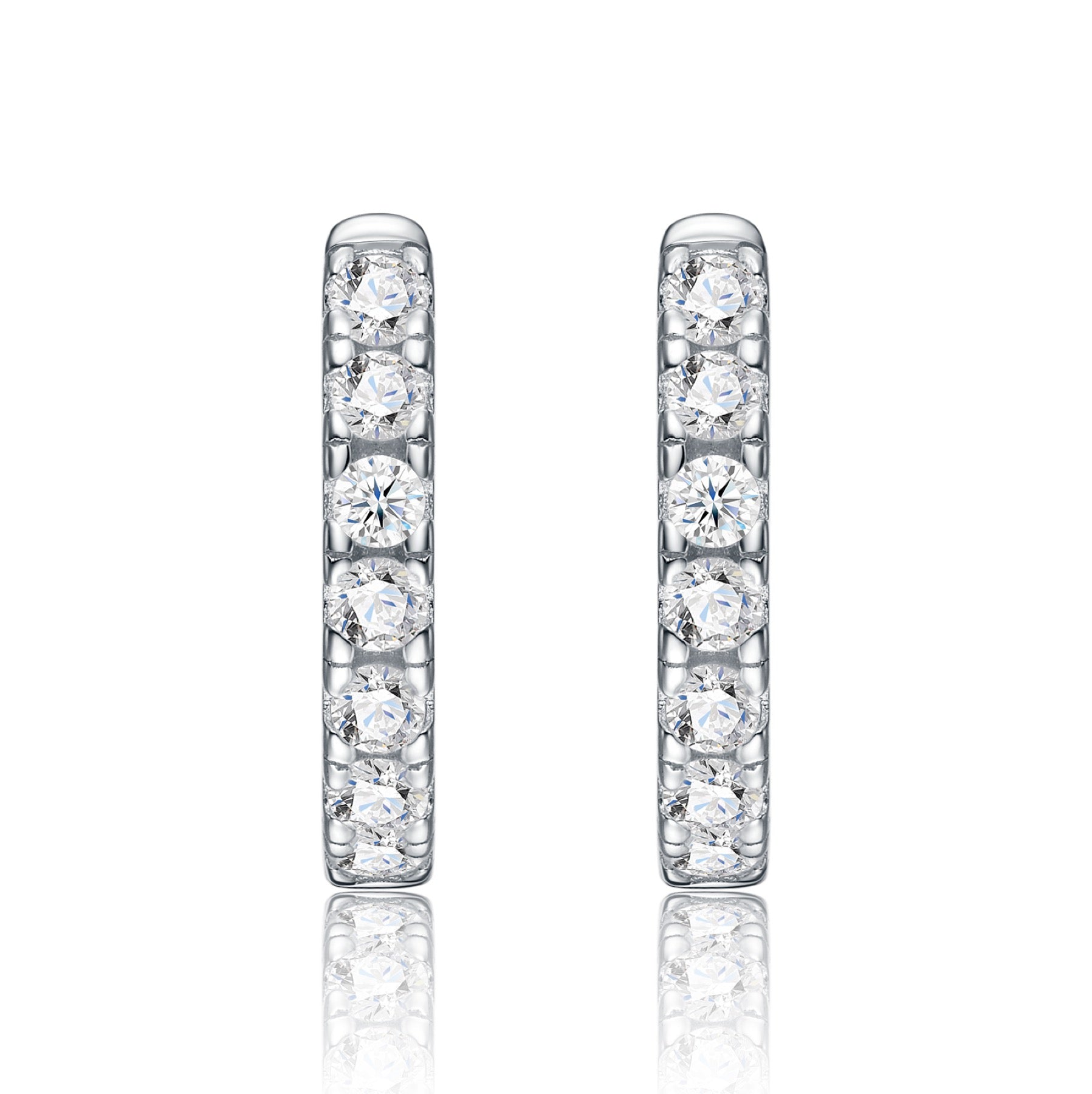 Ritmo Moissanite Huggie Hoop Earrings in Sterling Silver