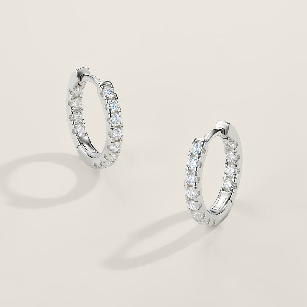Ritmo Moissanite Huggie Hoop Earrings in Sterling Silver