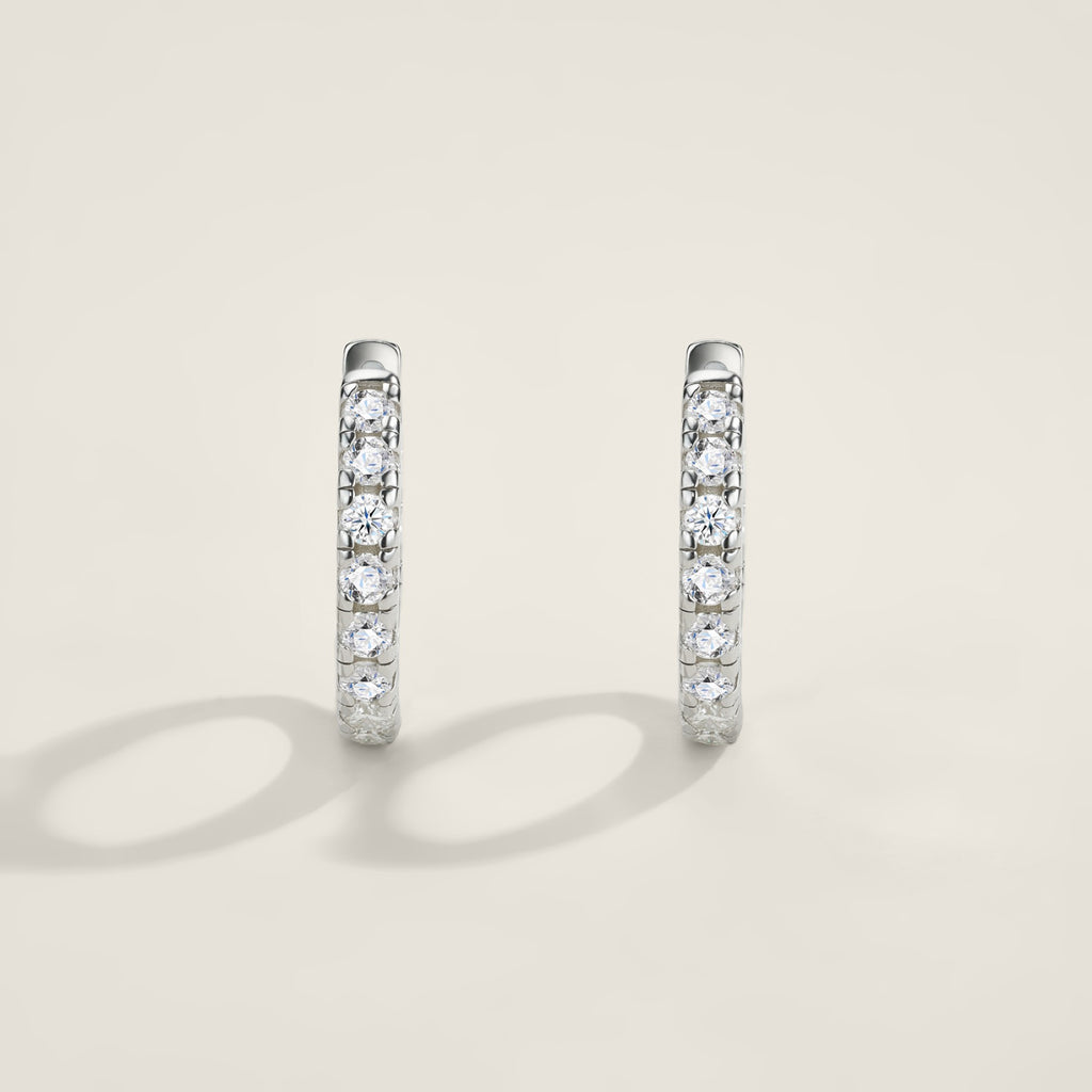 Ritmo Moissanite Huggie Hoop Earrings in Sterling Silver