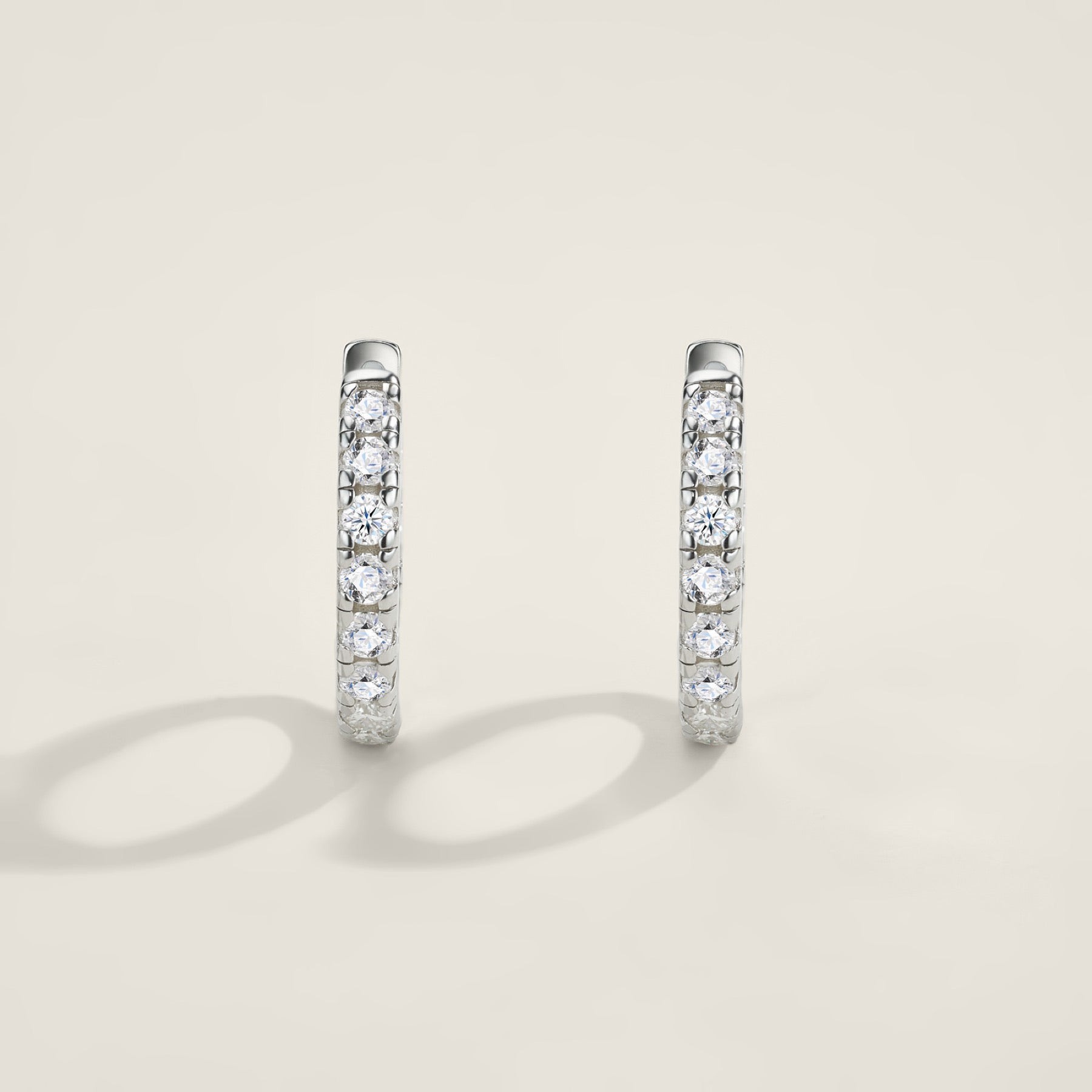 Ritmo Moissanite Huggie Hoop Earrings in Sterling Silver
