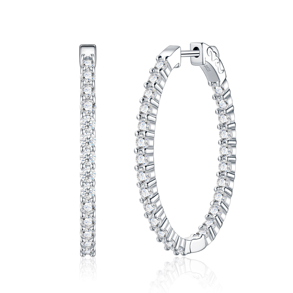 Cerchietto Moissanite Hoop Earrings in Sterling Silver