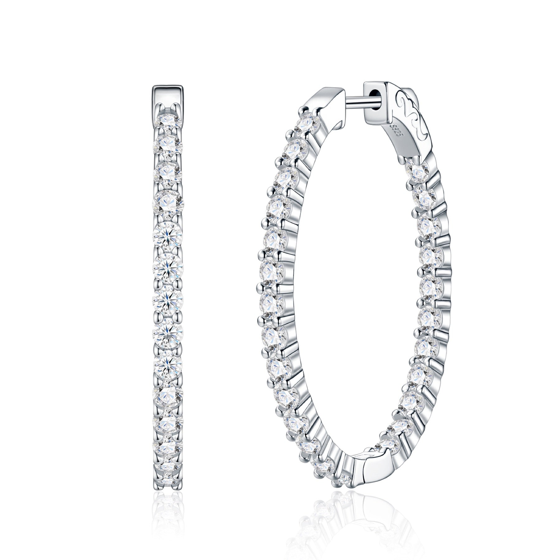 Cerchietto Moissanite Hoop Earrings in Sterling Silver