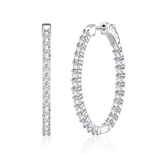 Cerchietto Moissanite Hoop Earrings in Sterling Silver