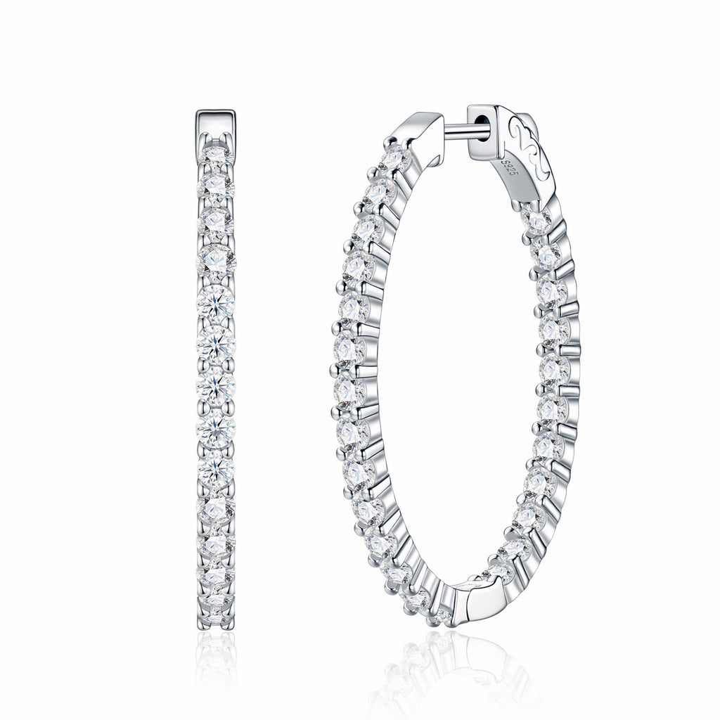 Cerchietto Moissanite Hoop Earrings in Sterling Silver