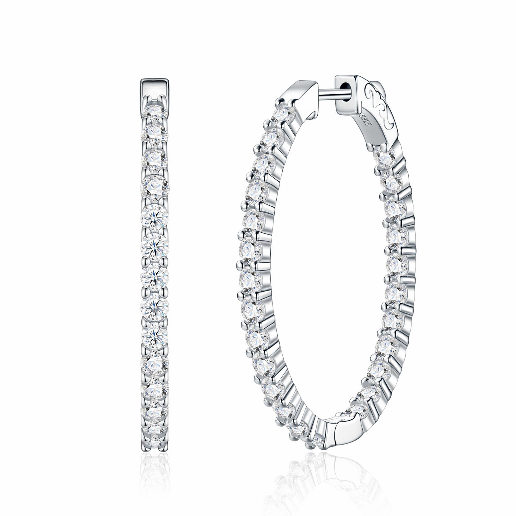 Cerchietto Moissanite Hoop Earrings in Sterling Silver