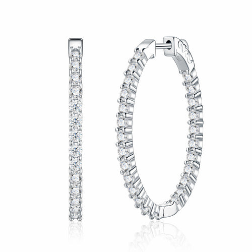 Cerchietto Moissanite Hoop Earrings in Sterling Silver