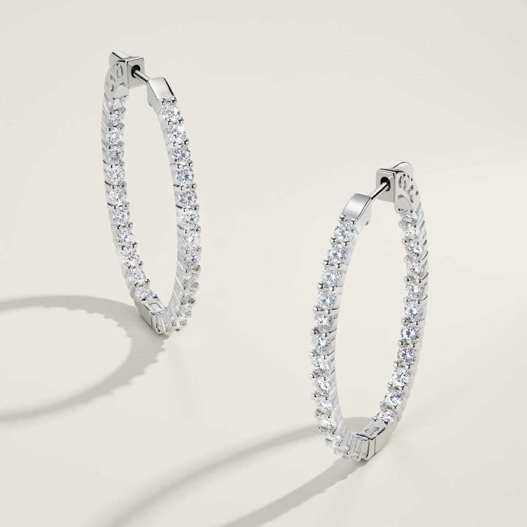 Cerchietto Moissanite Hoop Earrings in Sterling Silver