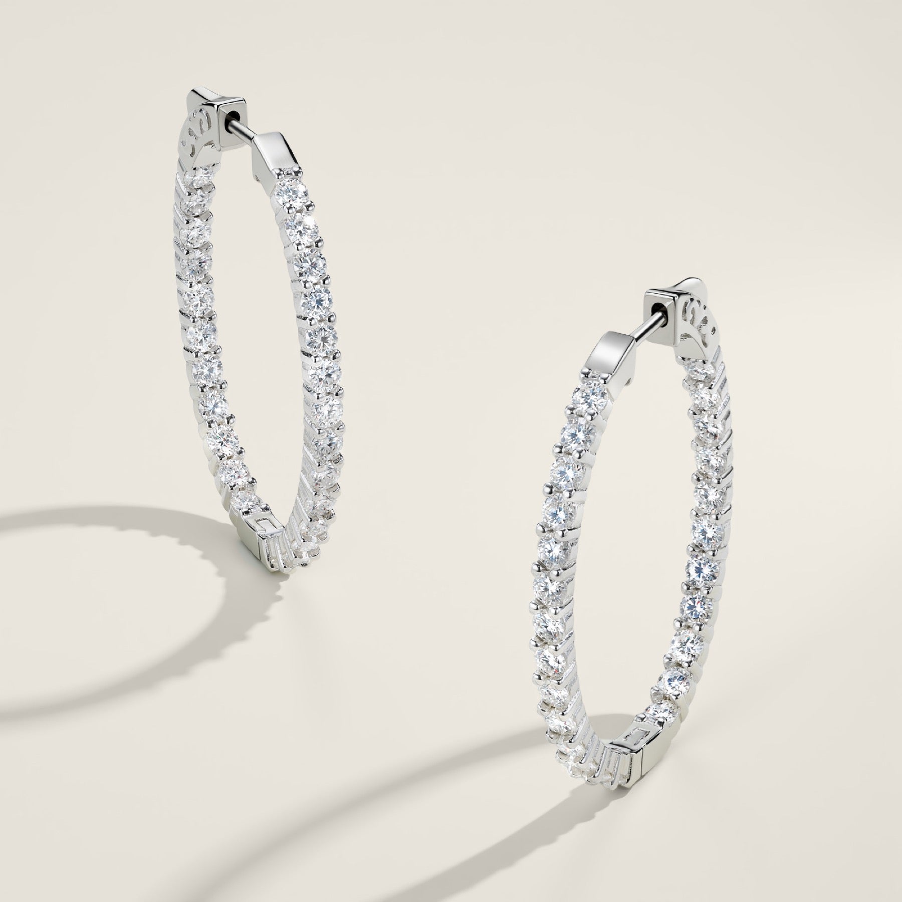 Cerchietto Moissanite Hoop Earrings in Sterling Silver
