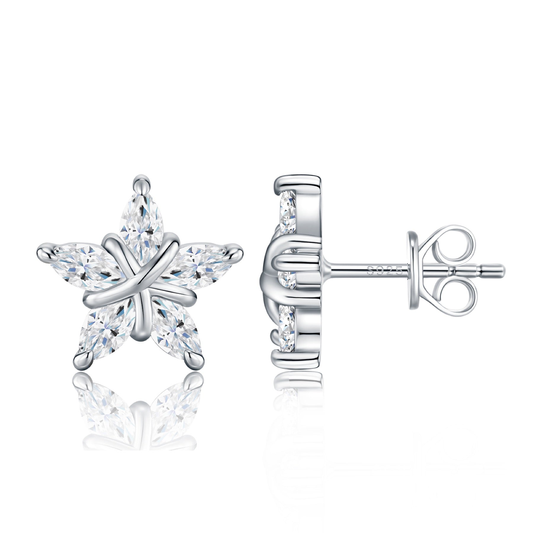 Astrino Moissanite Star Stud Earrings in Sterling Silver