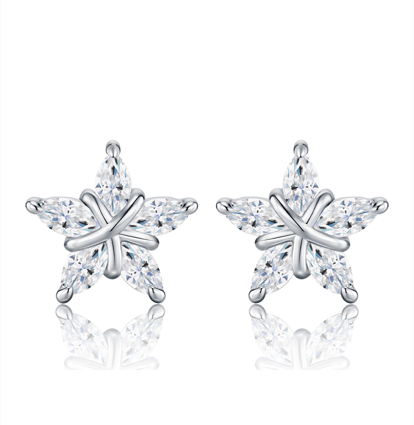 Astrino Moissanite Star Stud Earrings in Sterling Silver