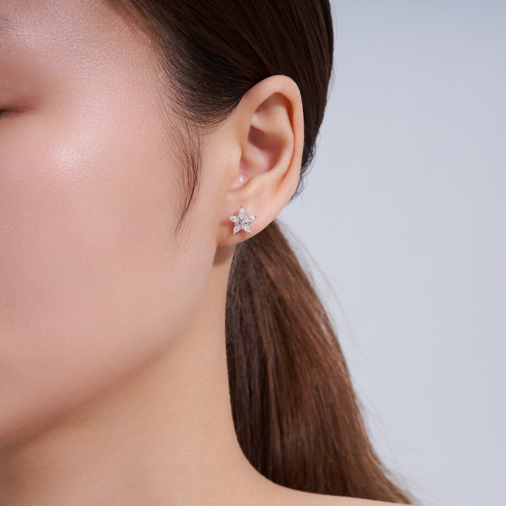 Astrino Moissanite Star Stud Earrings in Sterling Silver