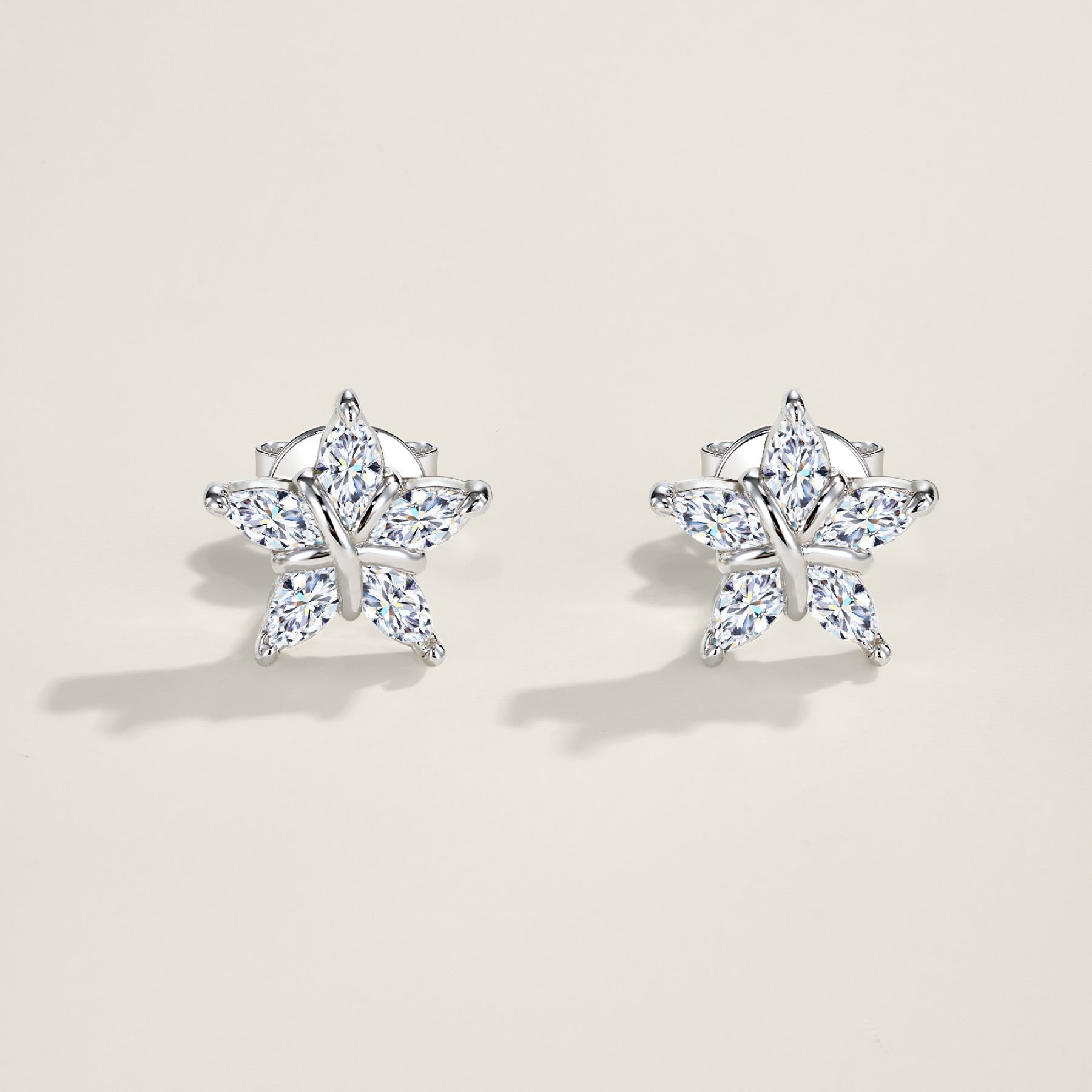 Astrino Moissanite Star Stud Earrings in Sterling Silver