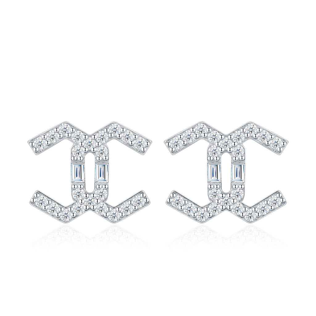 Chiave Moissanite Geometric Stud Earrings in Sterling Silver