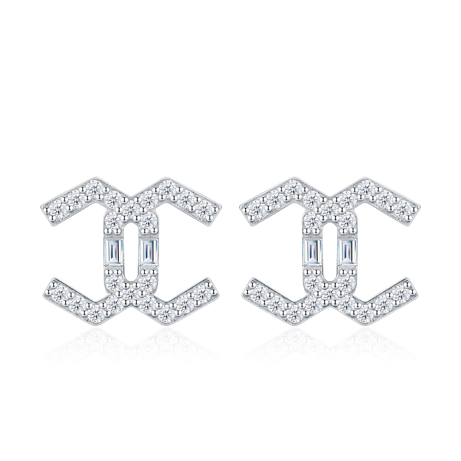 Chiave Moissanite Geometric Stud Earrings in Sterling Silver