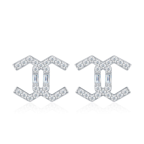 Chiave Moissanite Geometric Stud Earrings in Sterling Silver