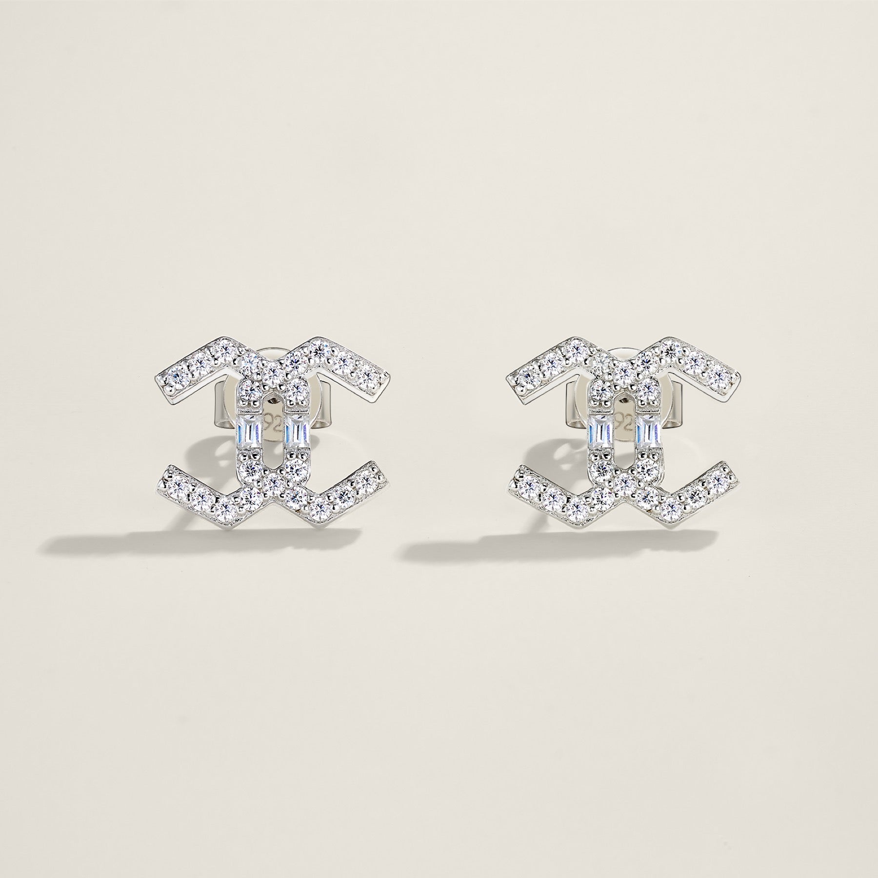 Chiave Moissanite Geometric Stud Earrings in Sterling Silver