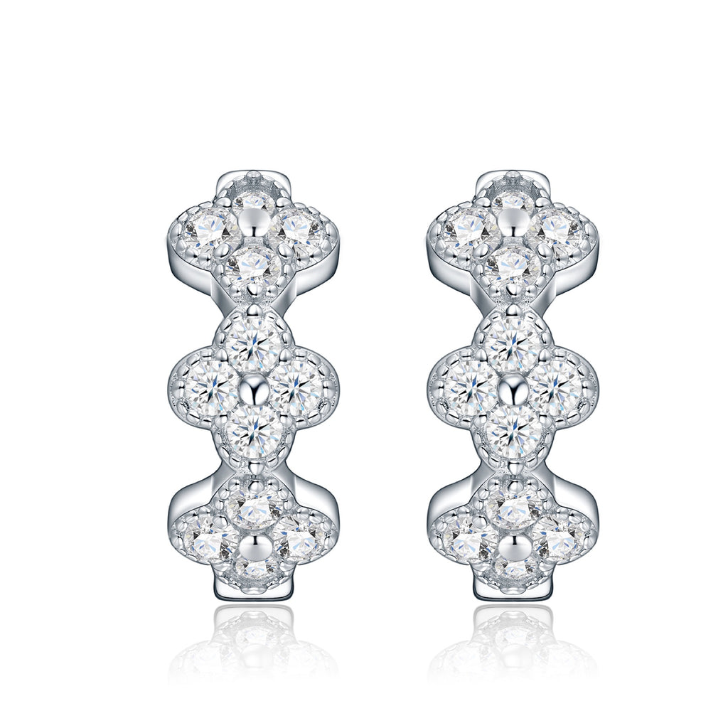 Duefiori Moissanite Huggie Hoop Earrings in Sterling Silver