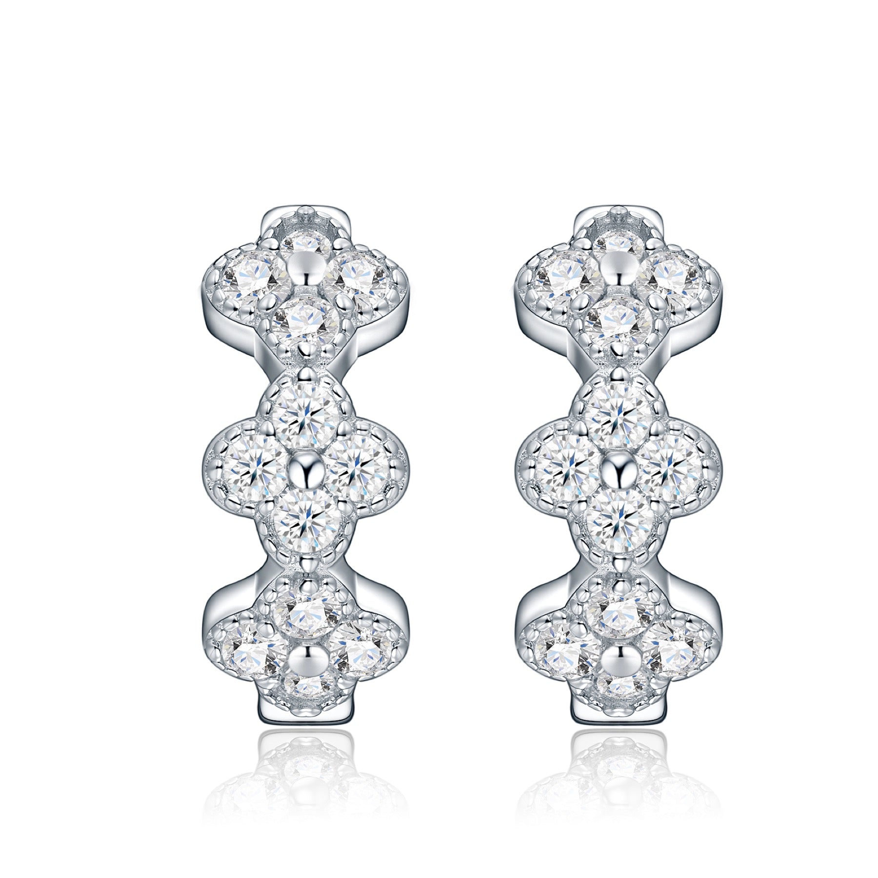 Duefiori Moissanite Huggie Hoop Earrings in Sterling Silver