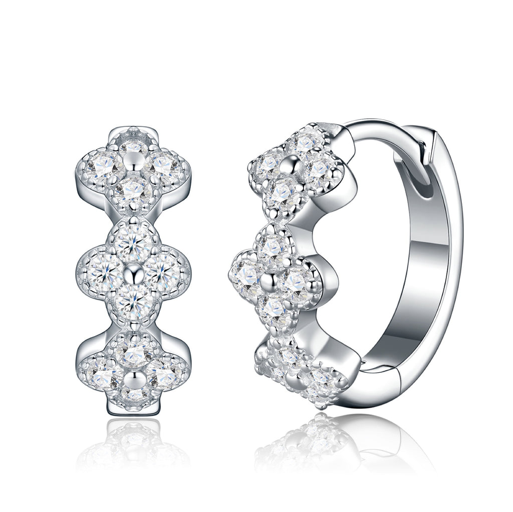 Duefiori Moissanite Huggie Hoop Earrings in Sterling Silver