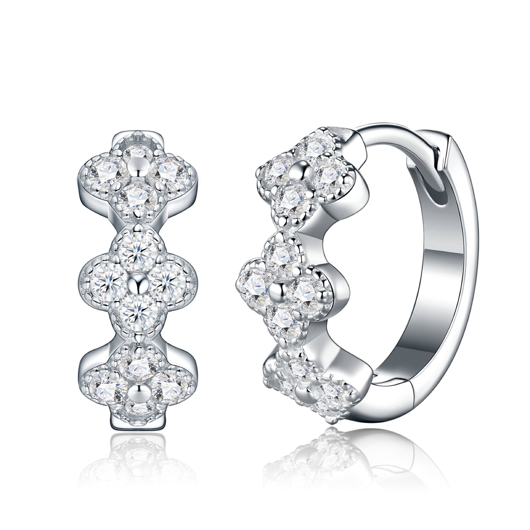 Duefiori Moissanite Huggie Hoop Earrings in Sterling Silver