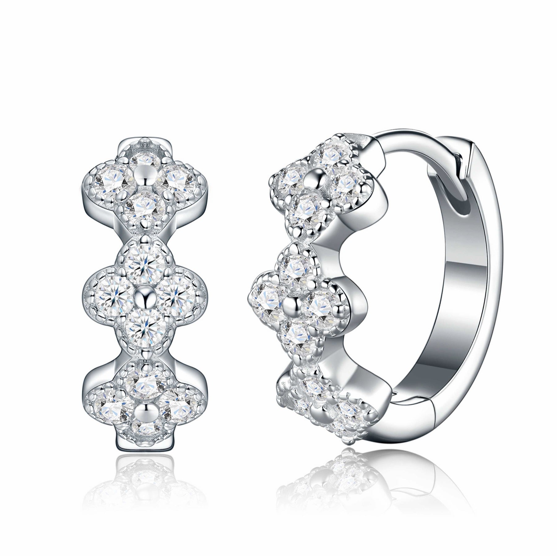 Duefiori Moissanite Huggie Hoop Earrings in Sterling Silver
