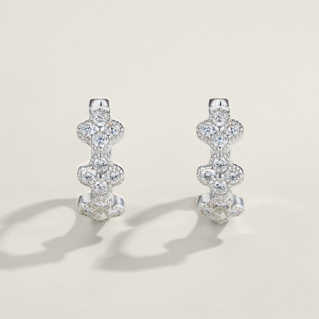 Duefiori Moissanite Huggie Hoop Earrings in Sterling Silver