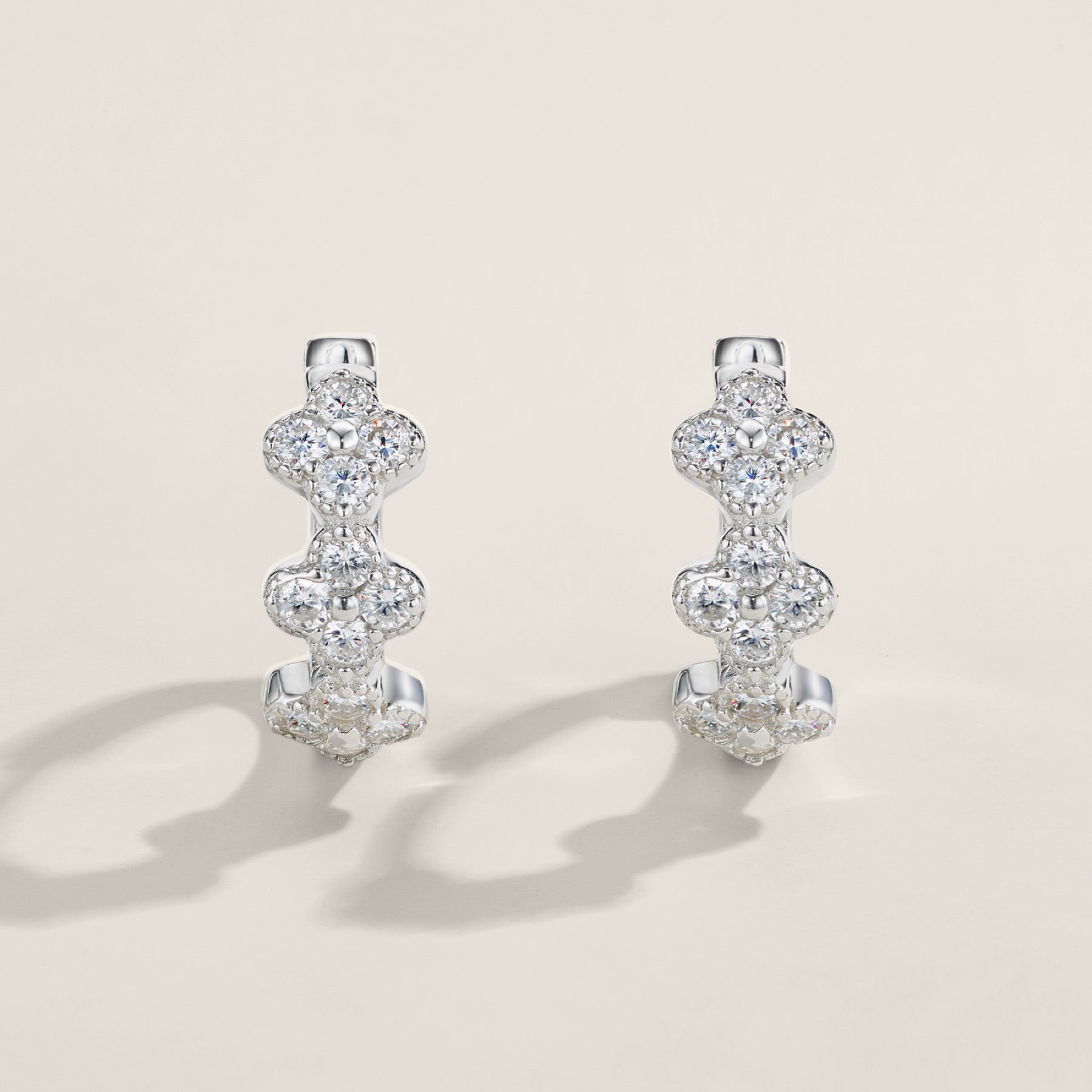 Duefiori Moissanite Huggie Hoop Earrings in Sterling Silver