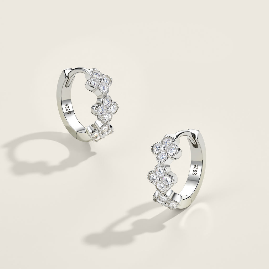 Duefiori Moissanite Huggie Hoop Earrings in Sterling Silver