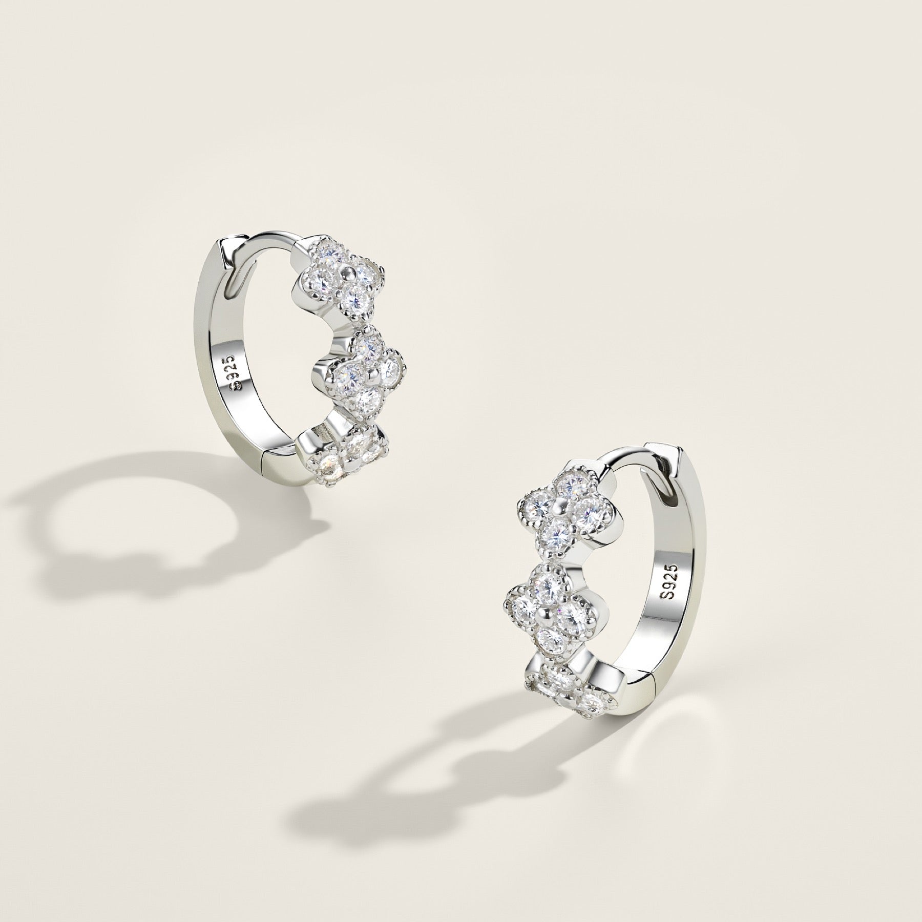 Duefiori Moissanite Huggie Hoop Earrings in Sterling Silver