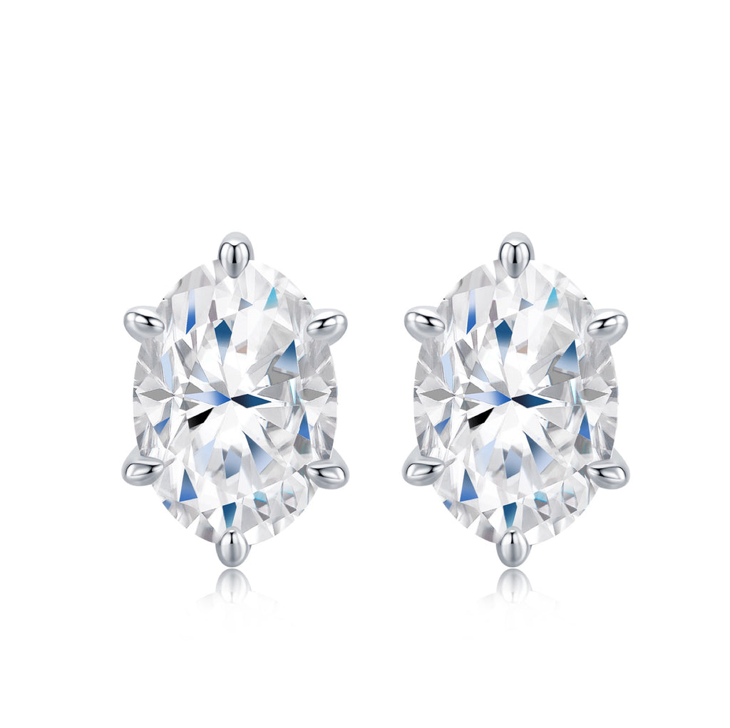 Ovalino Moissanite Stud Earrings in Sterling Silver