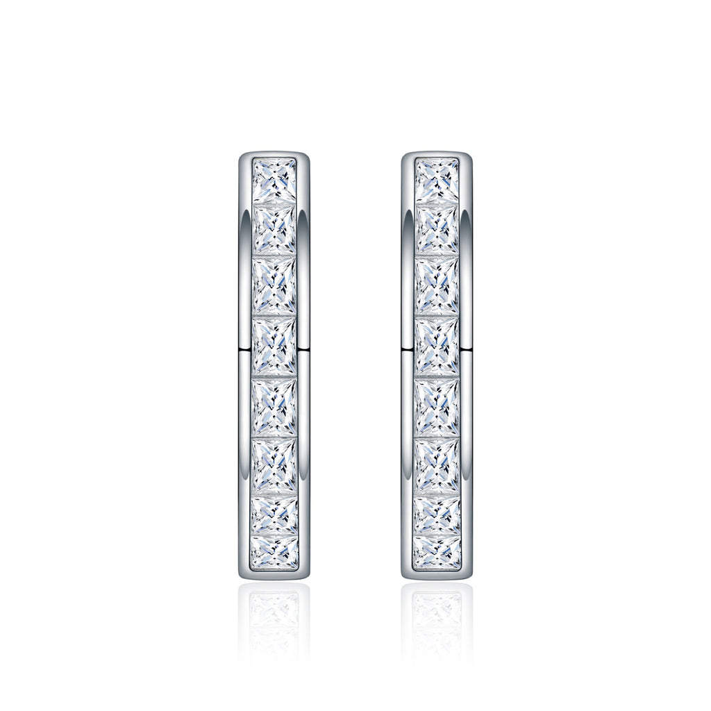 Canaletto Moissanite Huggie Hoop Earrings in Sterling Silver