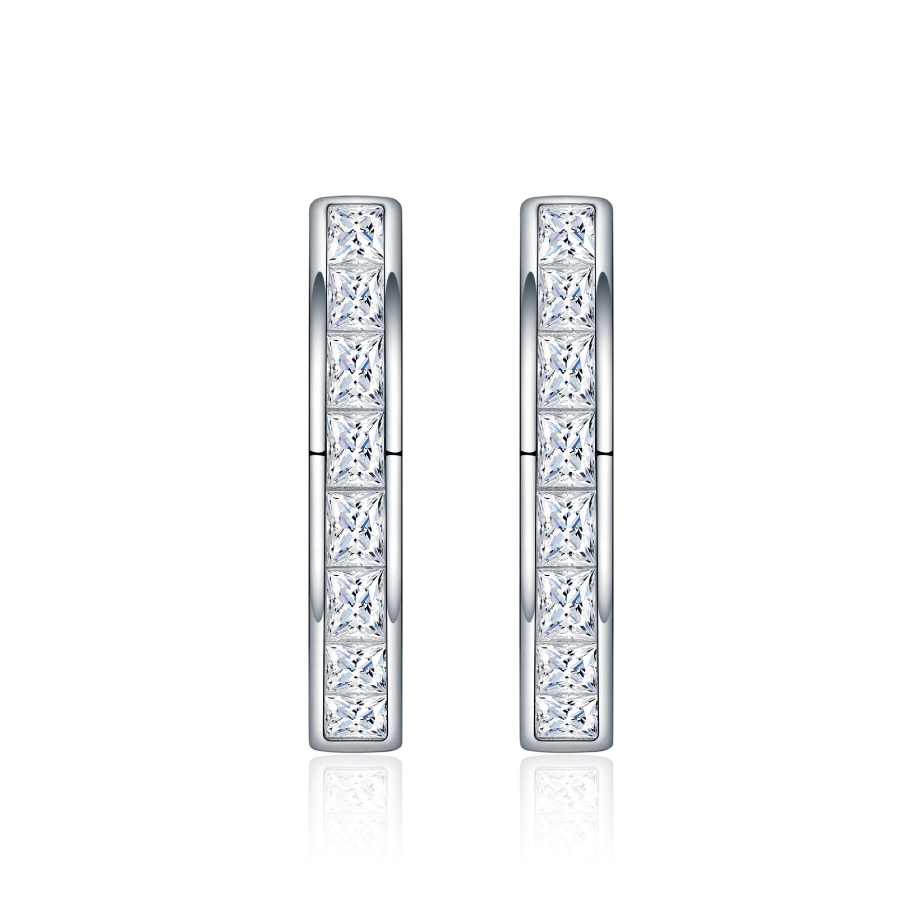 Canaletto Moissanite Huggie Hoop Earrings in Sterling Silver