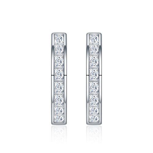Canaletto Moissanite Huggie Hoop Earrings in Sterling Silver