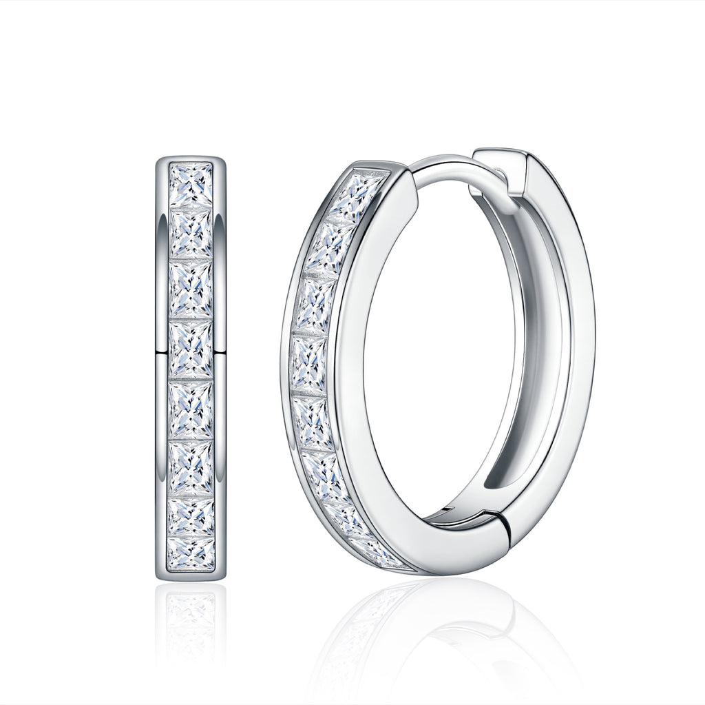 Canaletto Moissanite Huggie Hoop Earrings in Sterling Silver