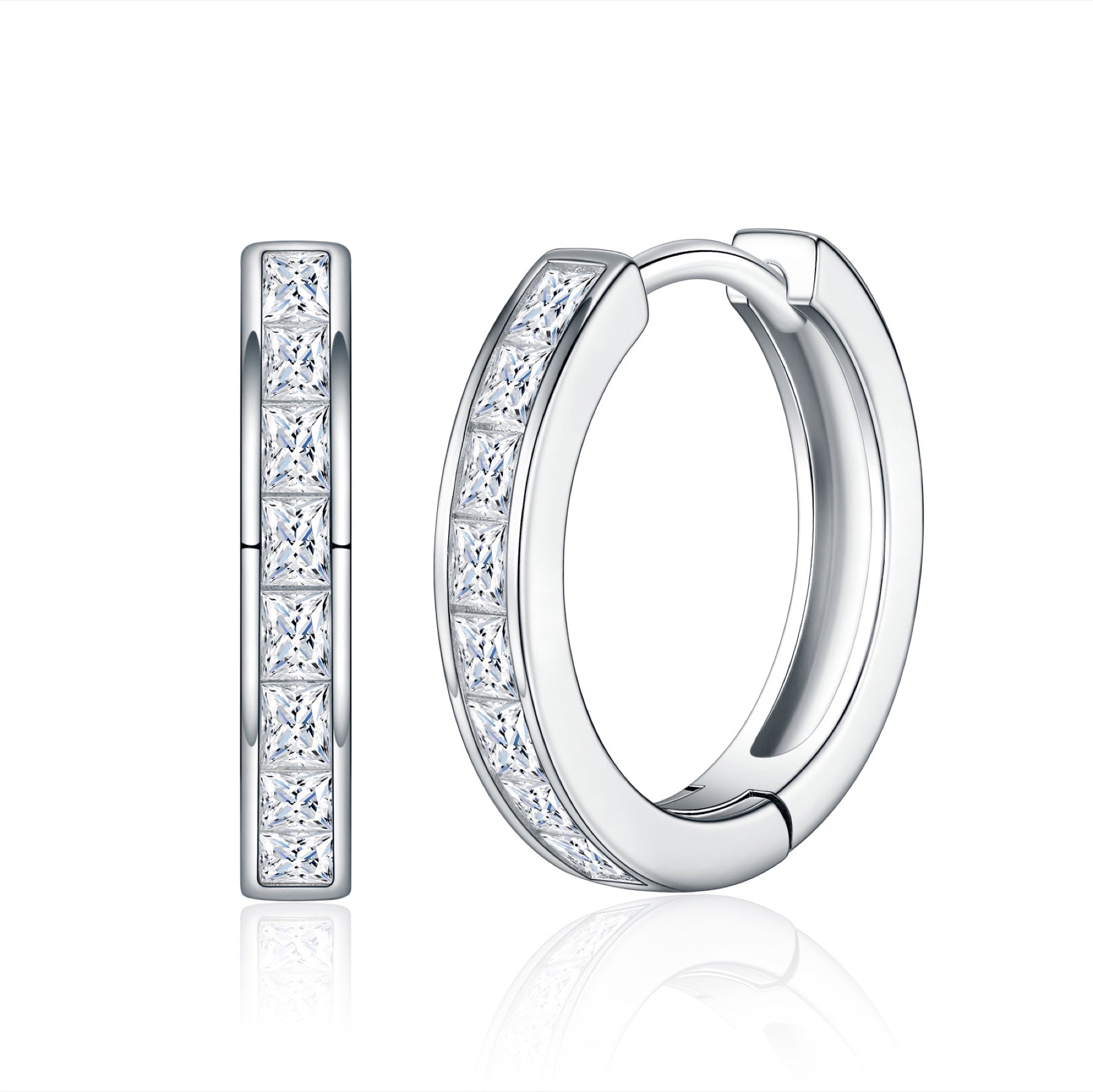 Canaletto Moissanite Huggie Hoop Earrings in Sterling Silver