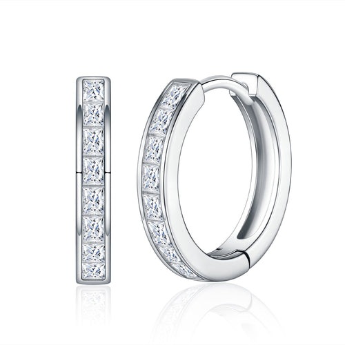 Canaletto Moissanite Huggie Hoop Earrings in Sterling Silver