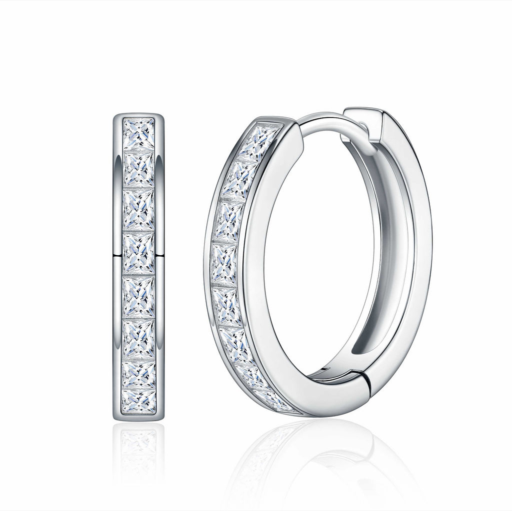 Canaletto Moissanite Huggie Hoop Earrings in Sterling Silver