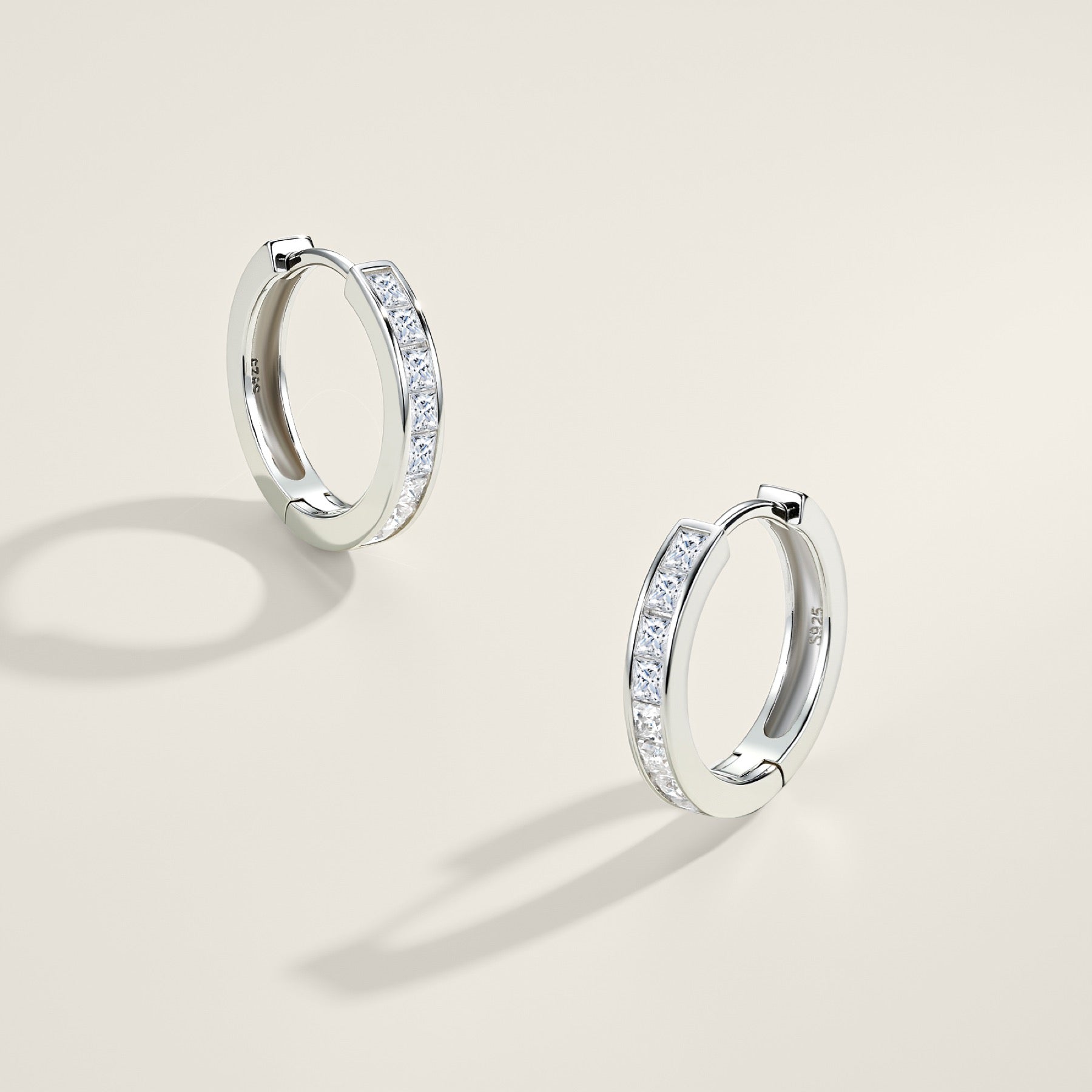 Canaletto Moissanite Huggie Hoop Earrings in Sterling Silver