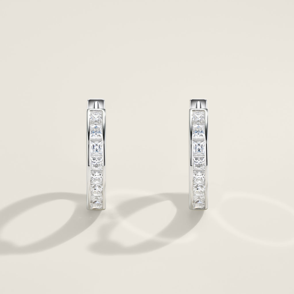 Canaletto Moissanite Huggie Hoop Earrings in Sterling Silver