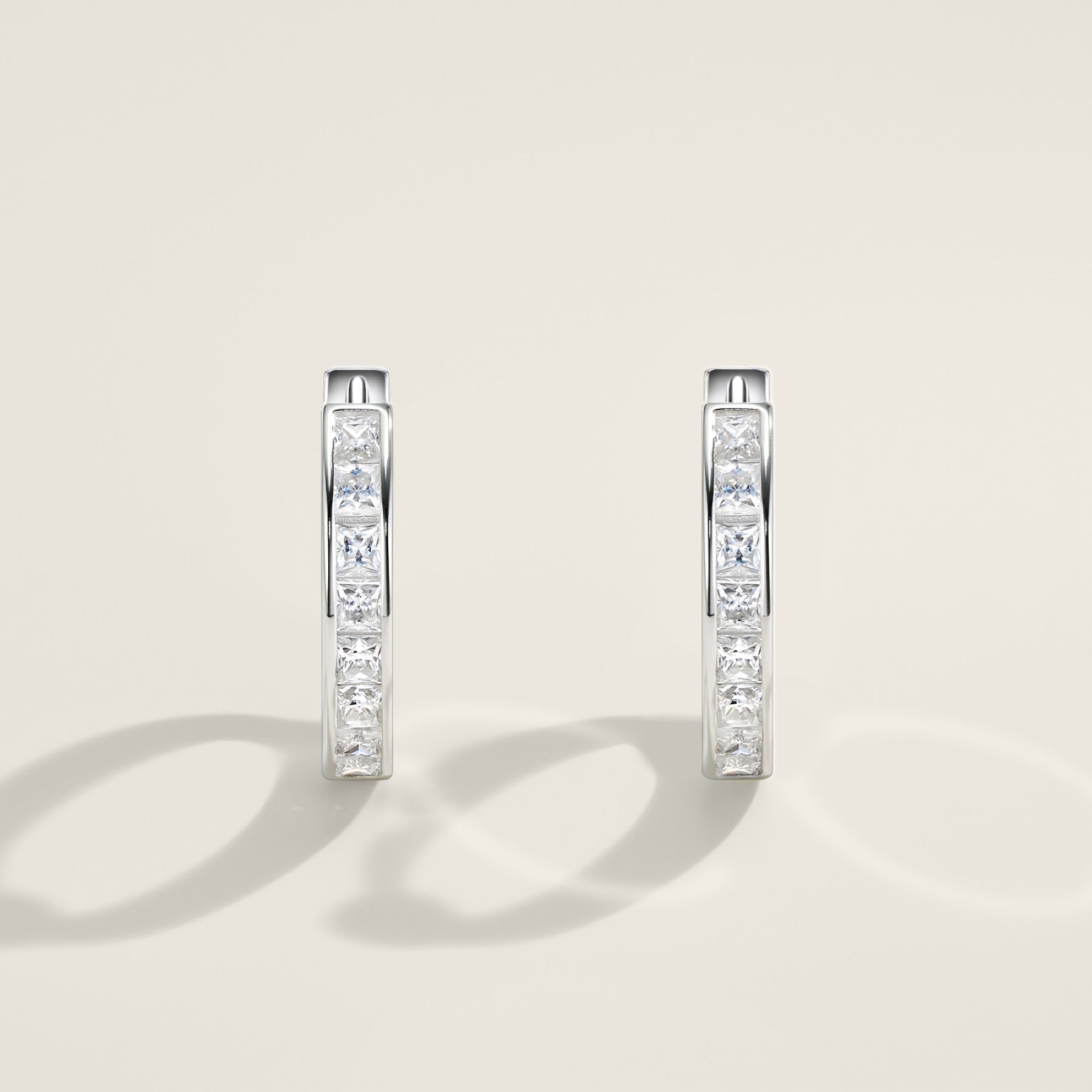 Canaletto Moissanite Huggie Hoop Earrings in Sterling Silver