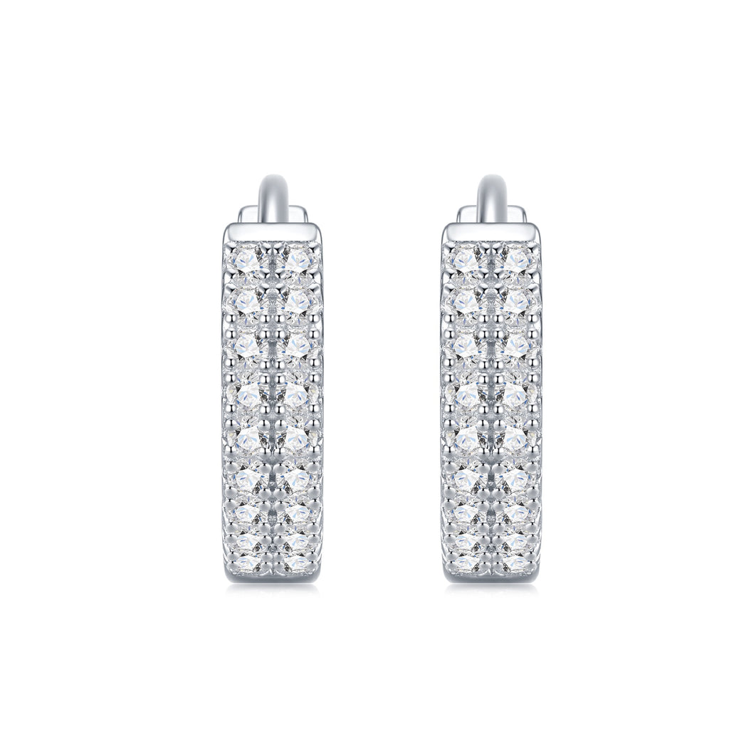 Duplina Moissanite Huggie Hoop Earrings in Sterling Silver