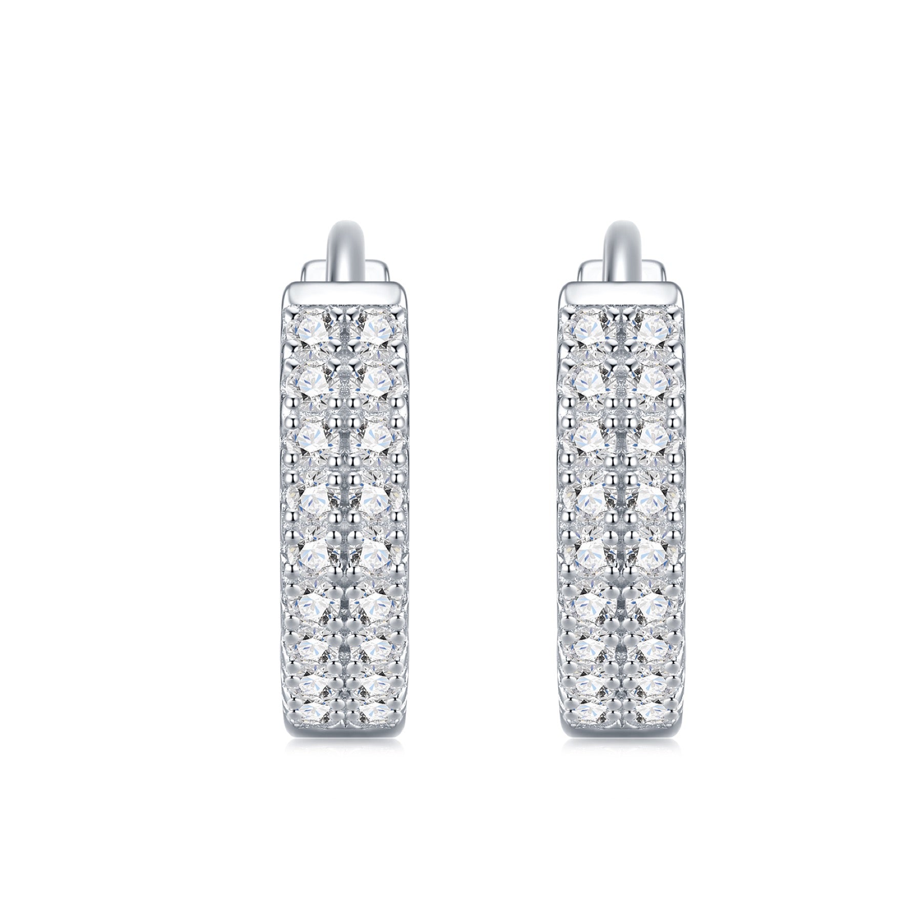Duplina Moissanite Huggie Hoop Earrings in Sterling Silver