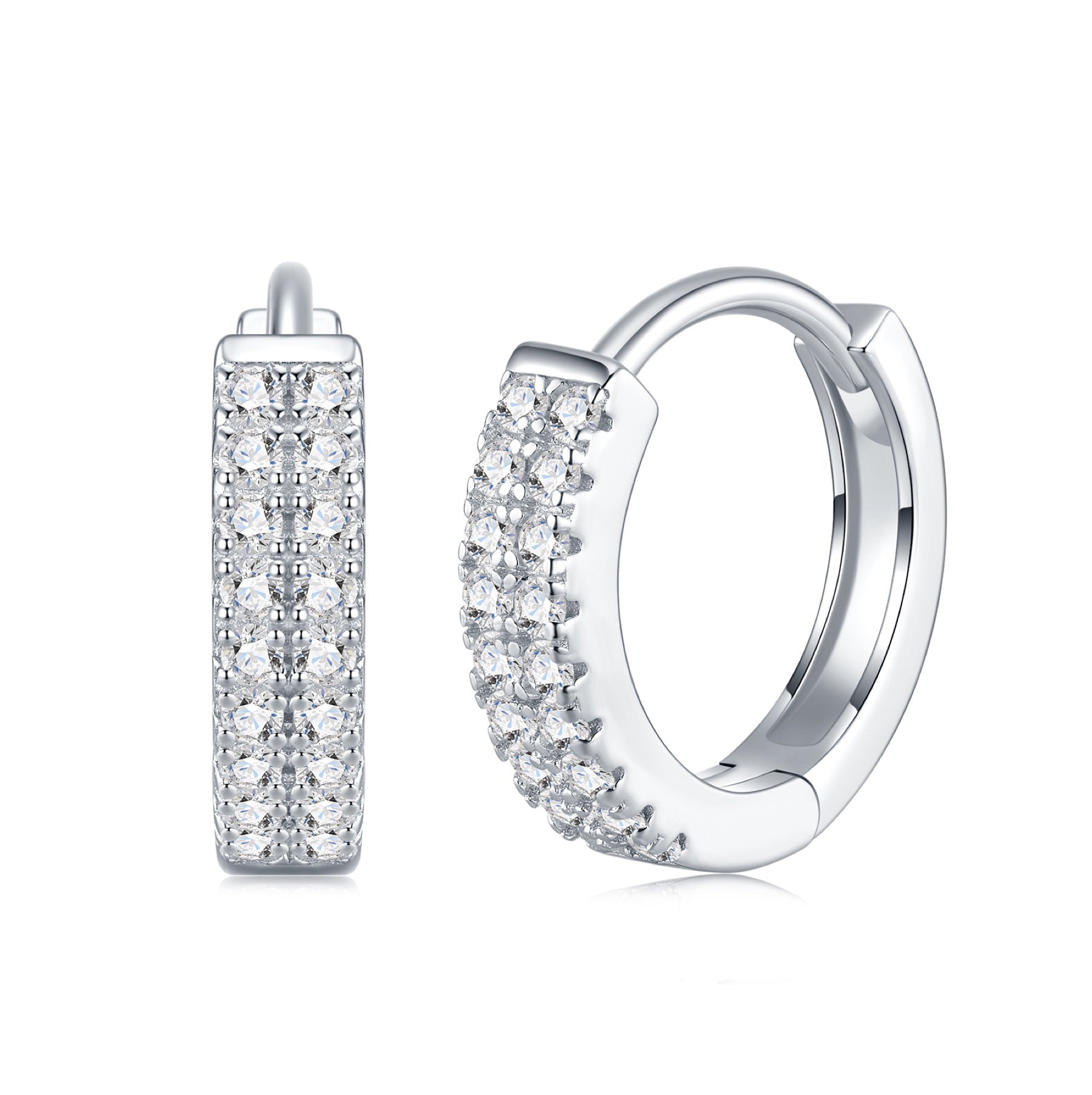 Duplina Moissanite Huggie Hoop Earrings in Sterling Silver