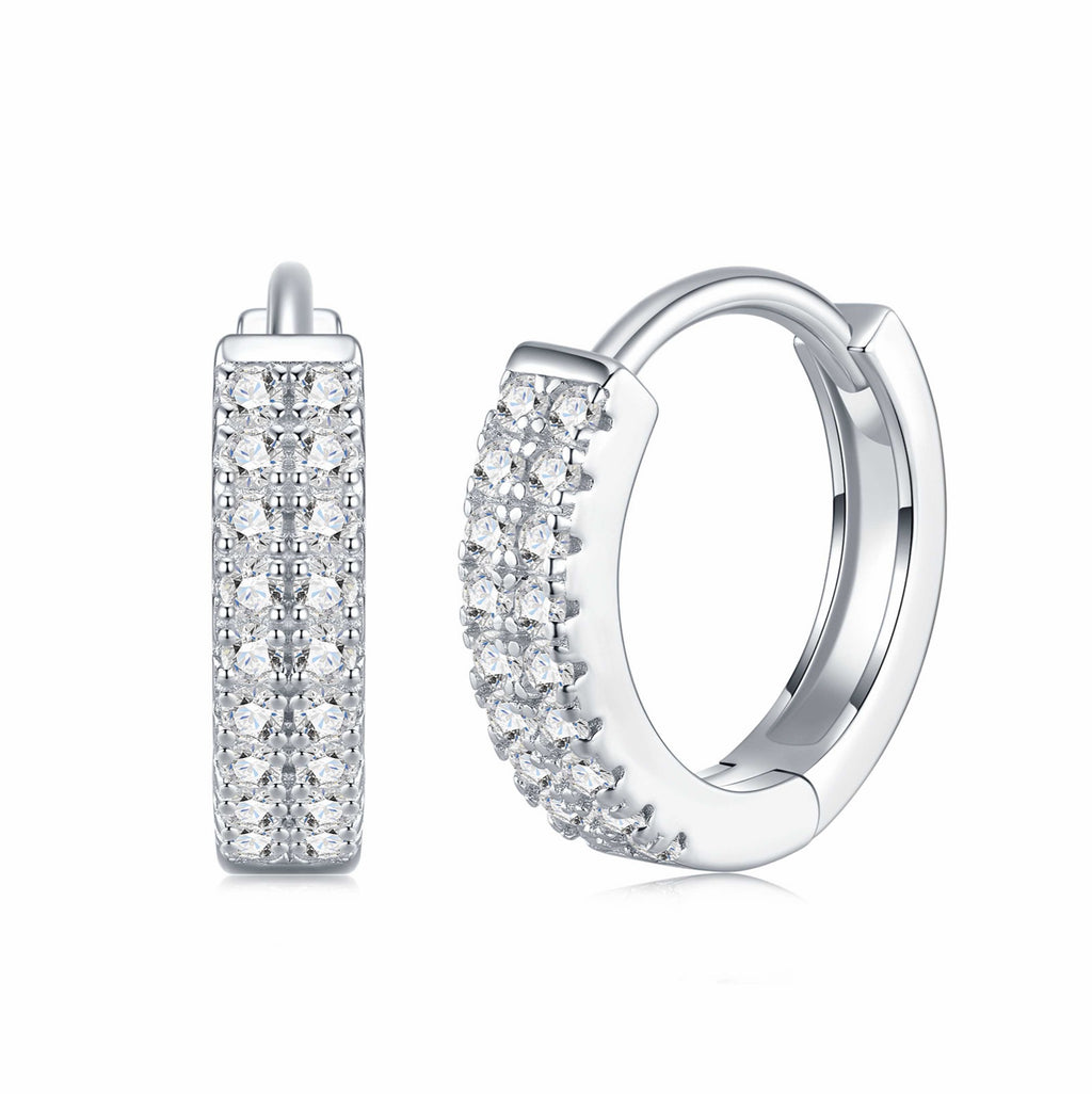 Duplina Moissanite Huggie Hoop Earrings in Sterling Silver