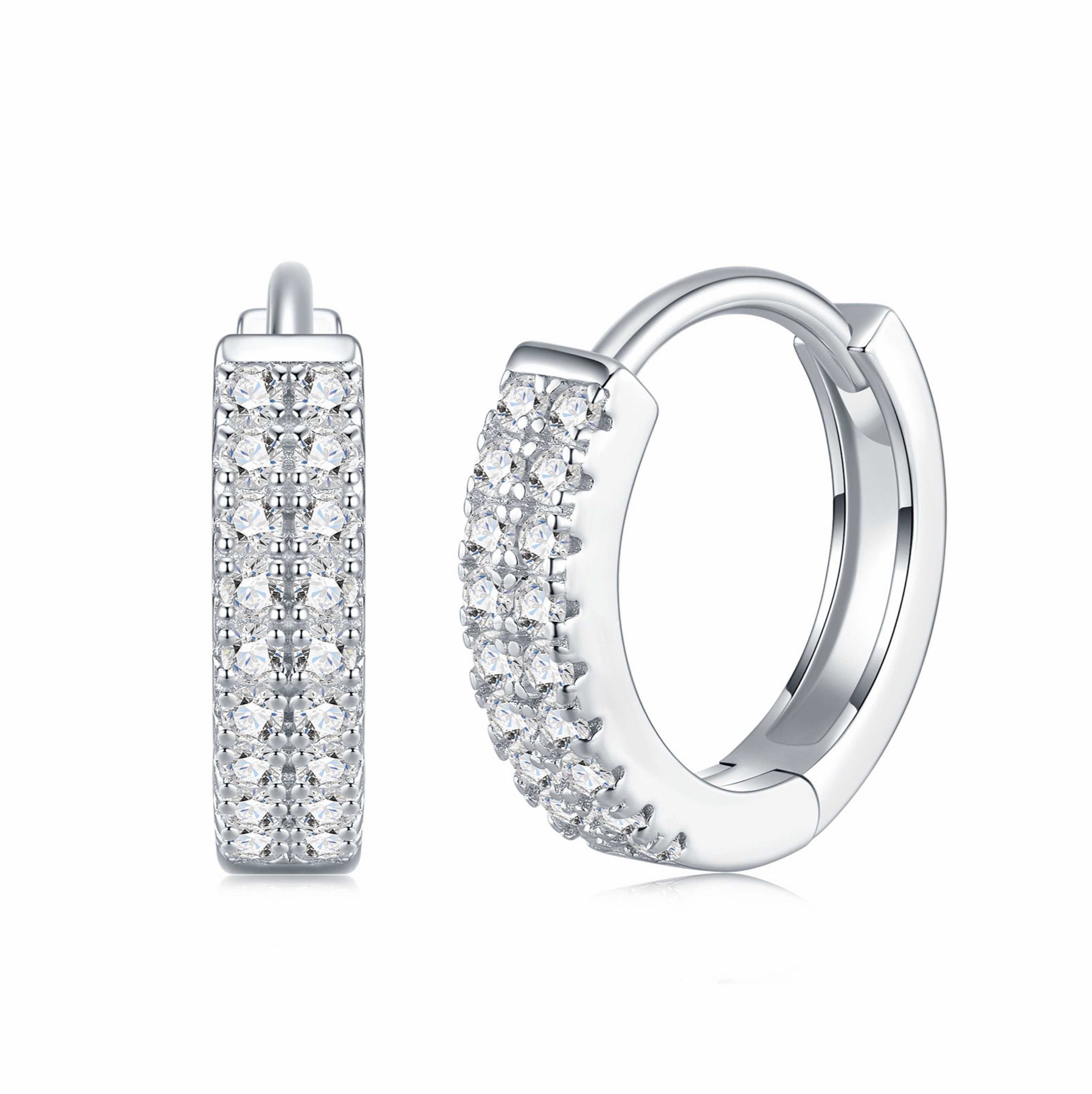 Duplina Moissanite Huggie Hoop Earrings in Sterling Silver